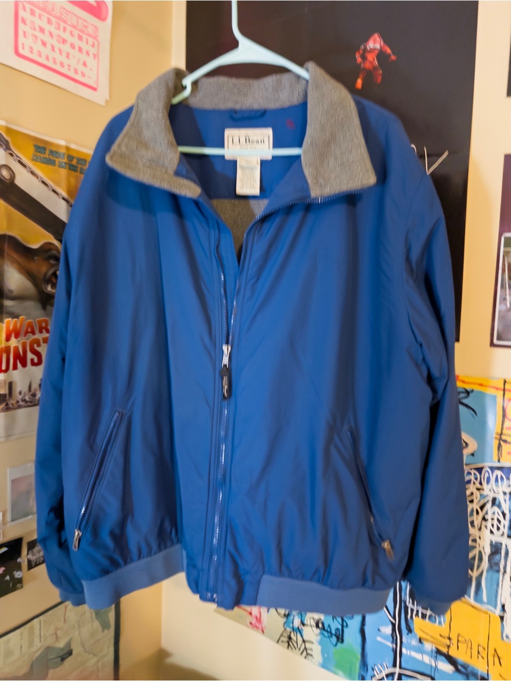 Vintage L.L. Bean Warmup Jacket Blue Fleece Lined Bomber Coat